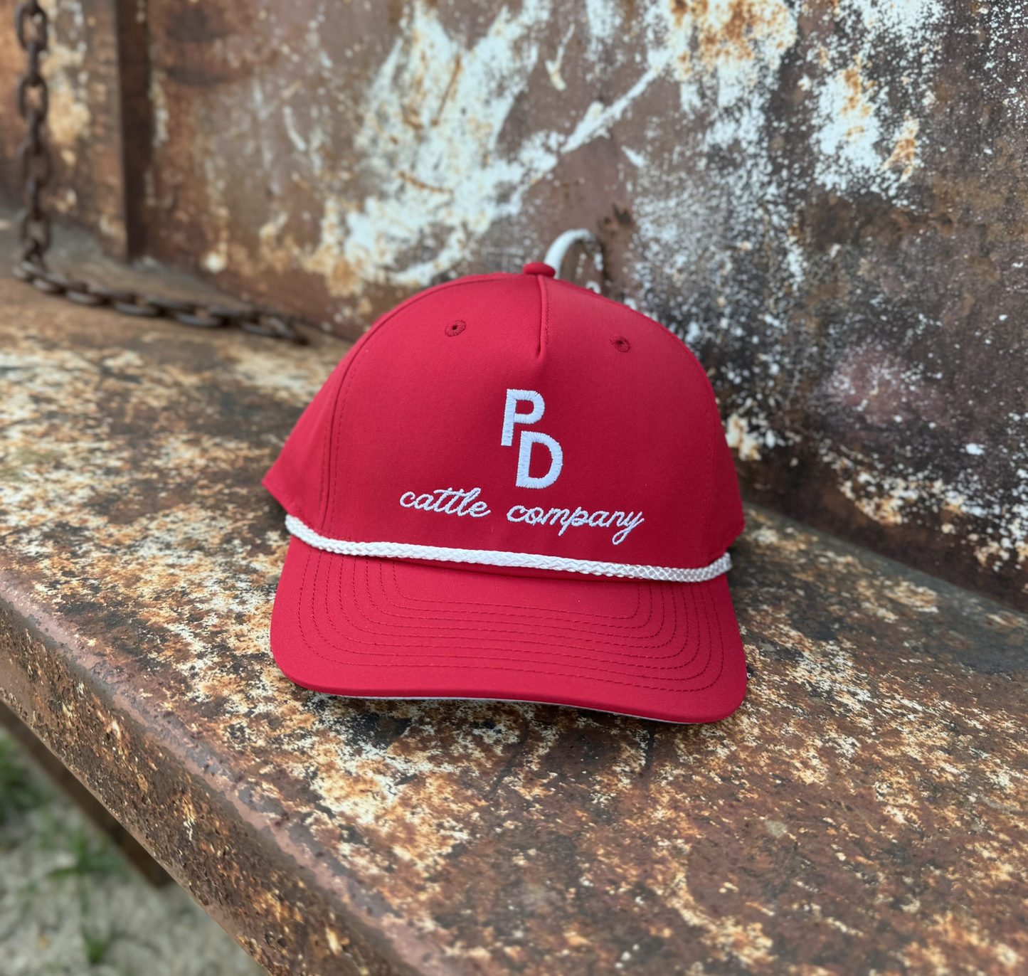 PD Cattle Embroidered Roper Red Cap