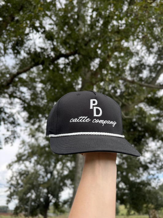 PD Cattle Embroidered Roper Black & White Cap