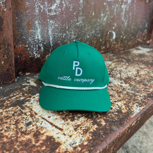 PD Cattle Embroidered Roper Green Cap