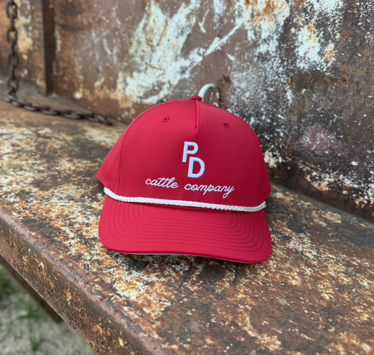 PD Cattle Embroidered Roper Red Cap