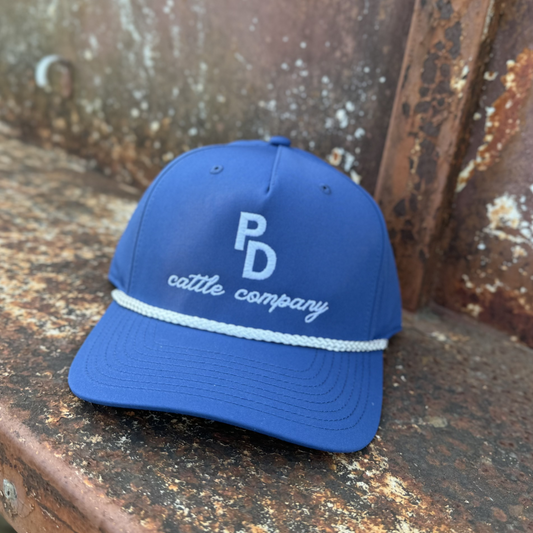 PD Cattle Embroidered Roper Blue Cap