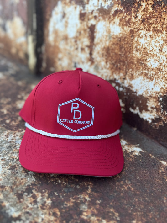 PD Cattle Embroidered Roper Red Cap
