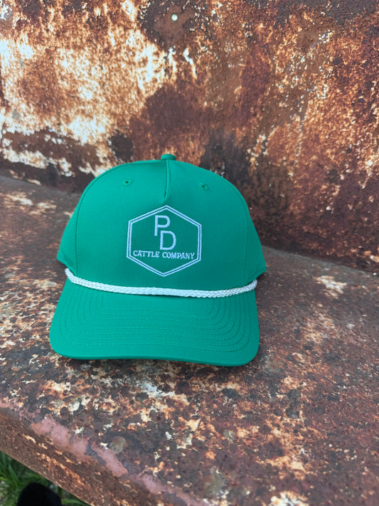 PD Cattle Embroidered Roper Green Cap